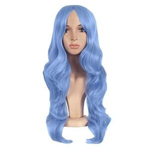 Long Wavy Light‎ Blue Synthetic Wig Heat Resistant Cosplay Mermaid Hair Curls